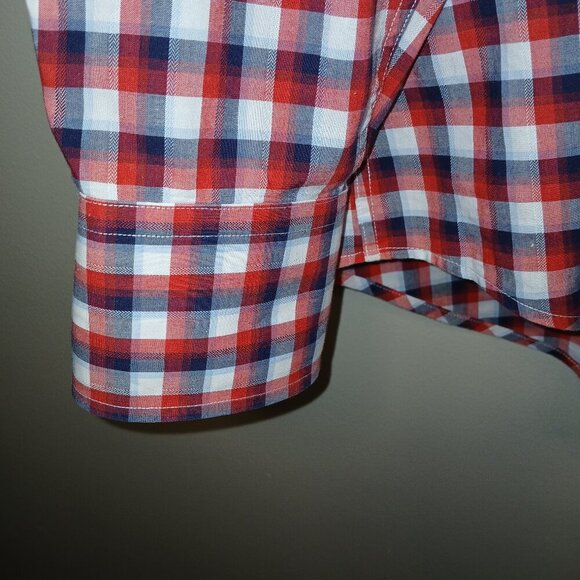 NEIMAN MARCUS BLUE AND RED CHECK BUTTON DOWN LONG SLEEVE SHIRT XL MENS - Picture 2 of 5